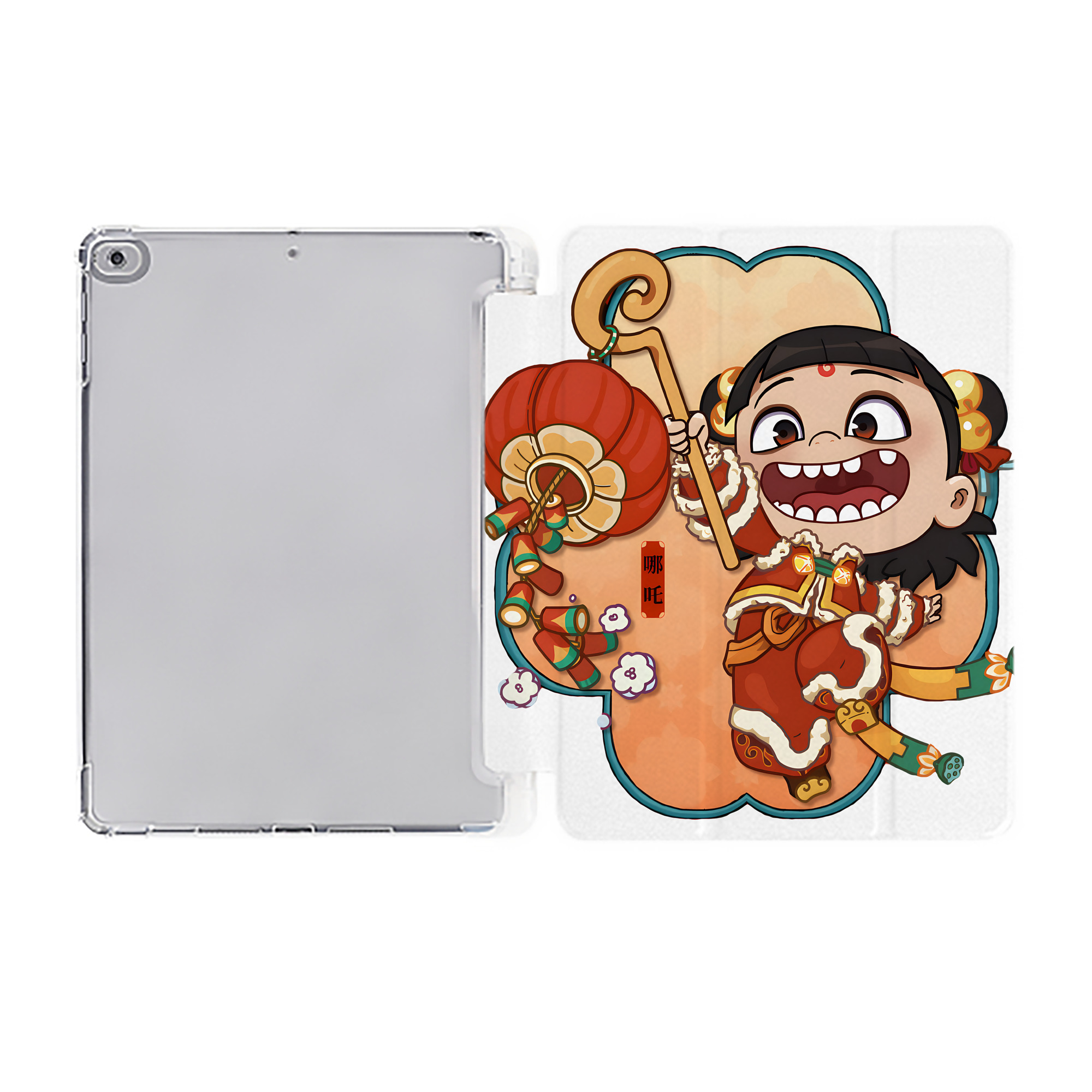 （画像用） Ne Zha 2 ナタ 魔童の大暴れ IPad ケース ペン収納付き 三つ折りスタンド PUレザー×シリコン 対応機種9.5/10.5/10.9インチ
